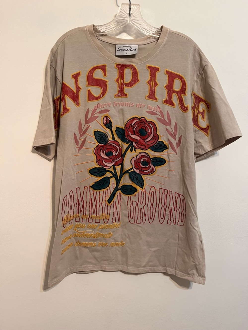 Smoke Rise Beige 'Inspire' Graphic Short-Sleeve Tee